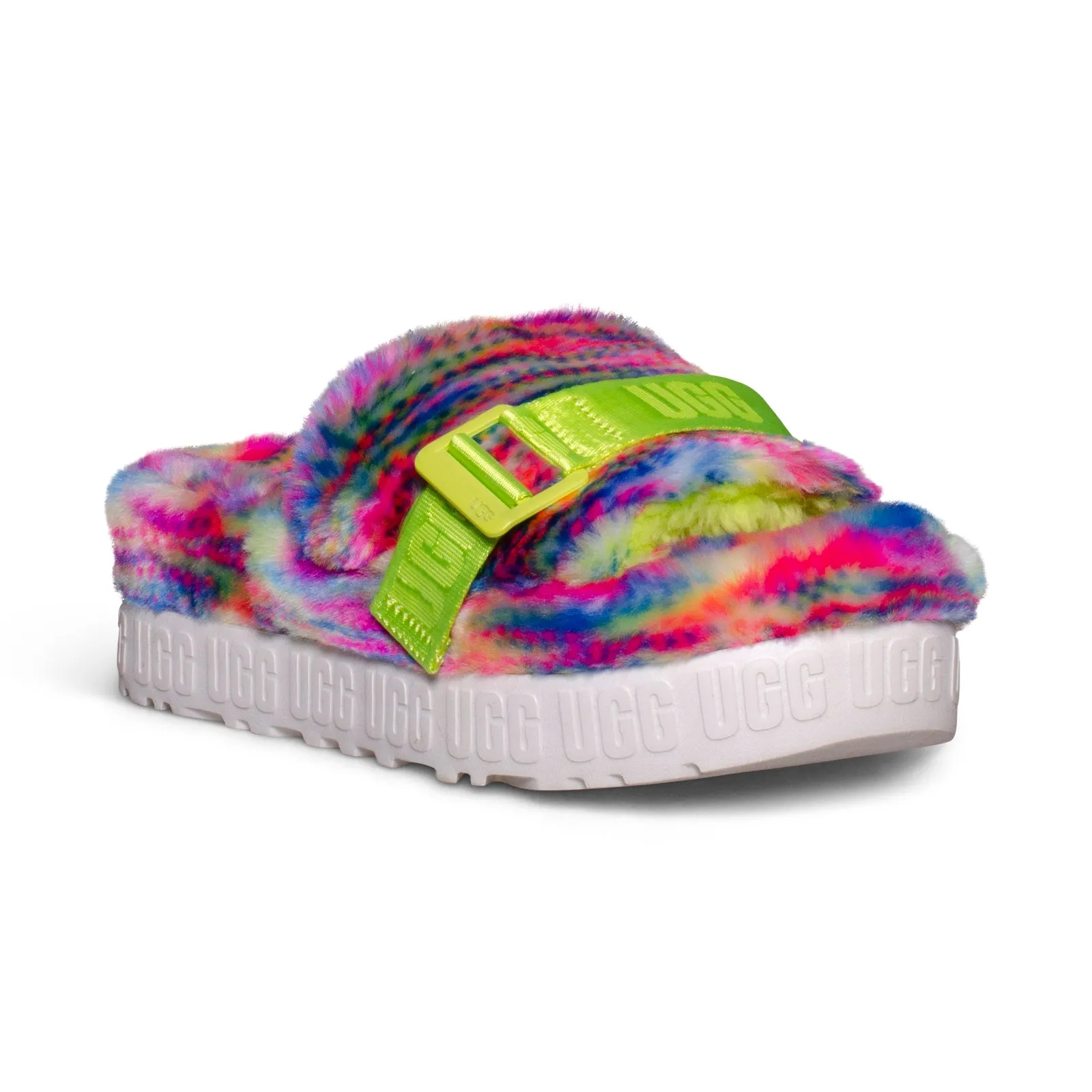 UGG Women's White Fluffita Pixelate Slippers