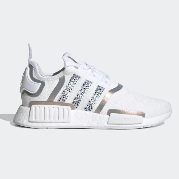 Warehouse SALE NMD R1 Women White Silver Shimmer