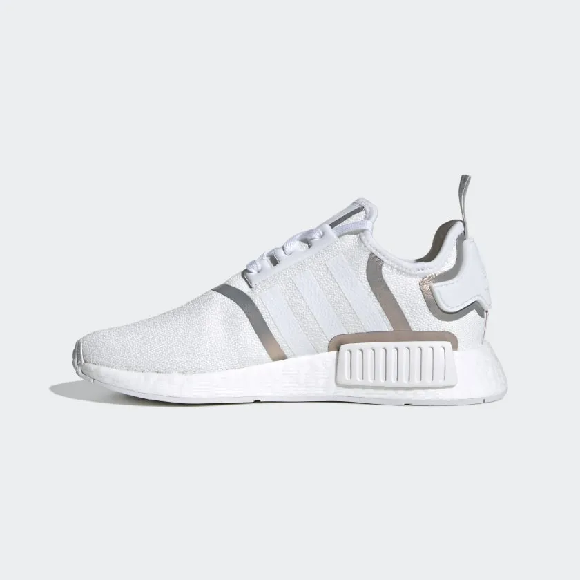 Warehouse SALE NMD R1 Women White Silver Shimmer