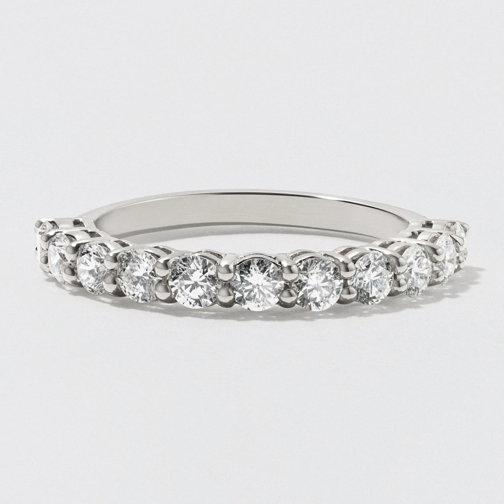 White Gold Diamond Half Eternity Wedding Band - Polished 3mm