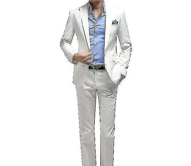 White Wedding Dress Men's One Button Suit