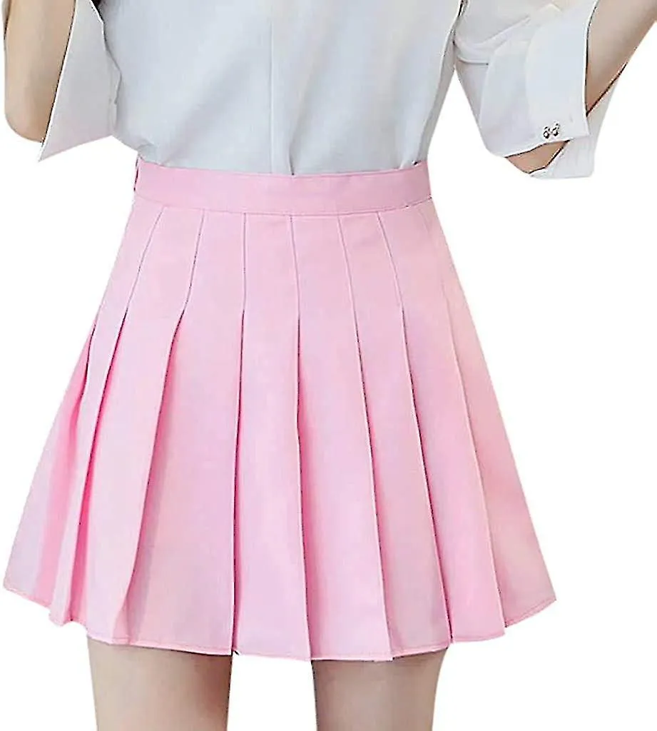 Women High Waisted Plain Pleated Skirt Sr Tennis A-line Mini Skirt Lining Shorts