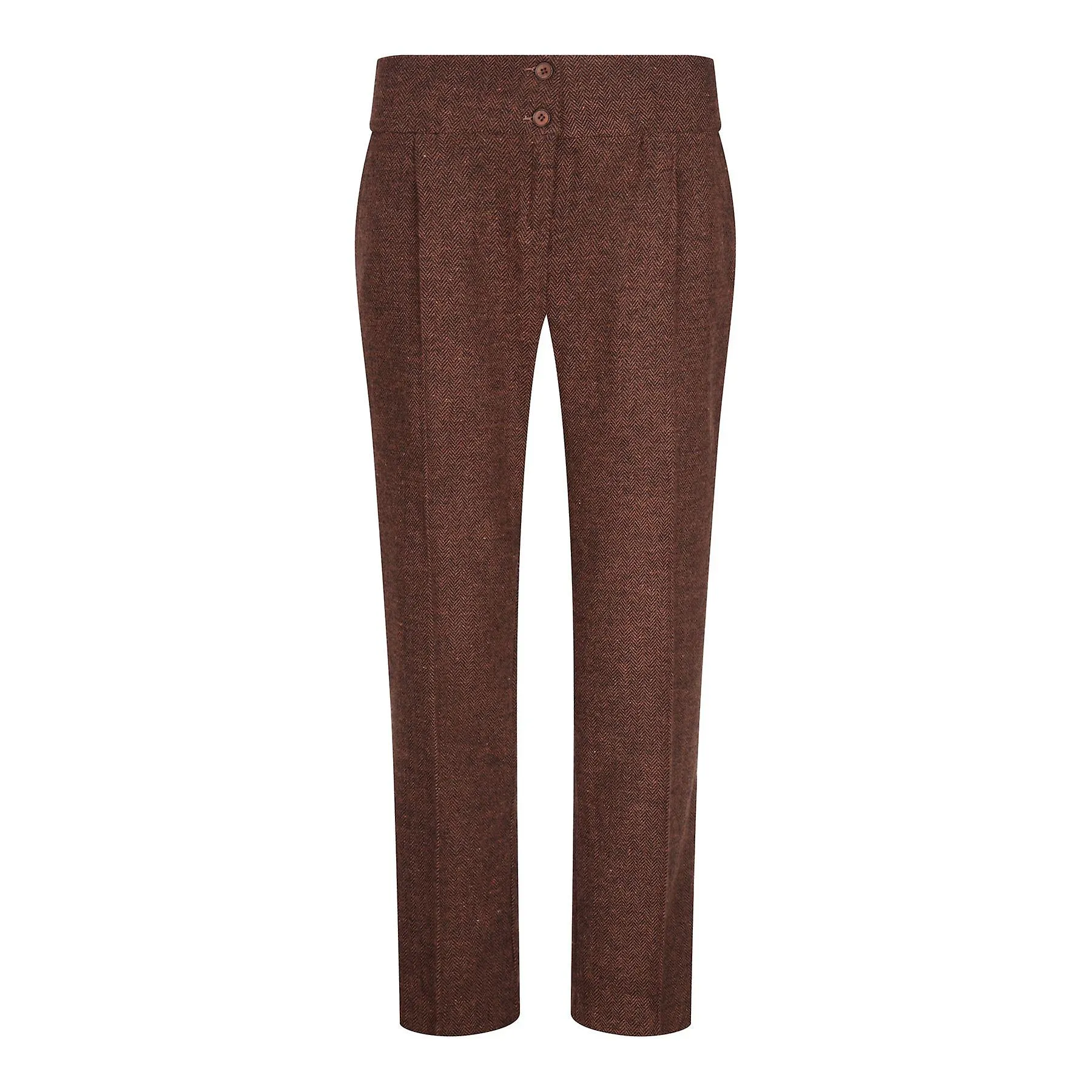 Women Trousers Tweed Herringbone Wool Classic Smart Casual Vintage