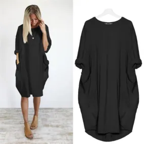 Women's Oversized Tunic Dress Long Sleeve Loose Baggy Tshirt Tops