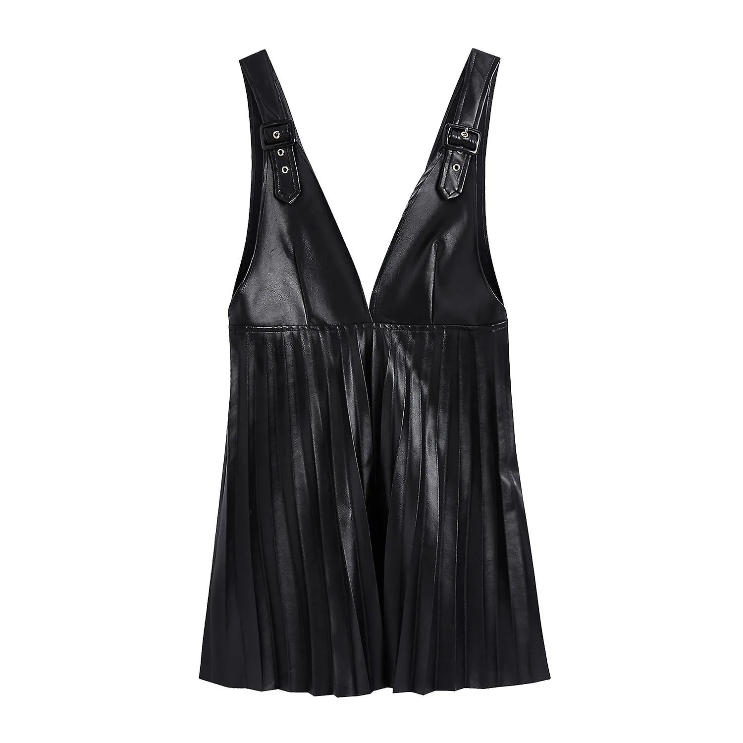 Women's Pu Leather Vest Skirt Dress