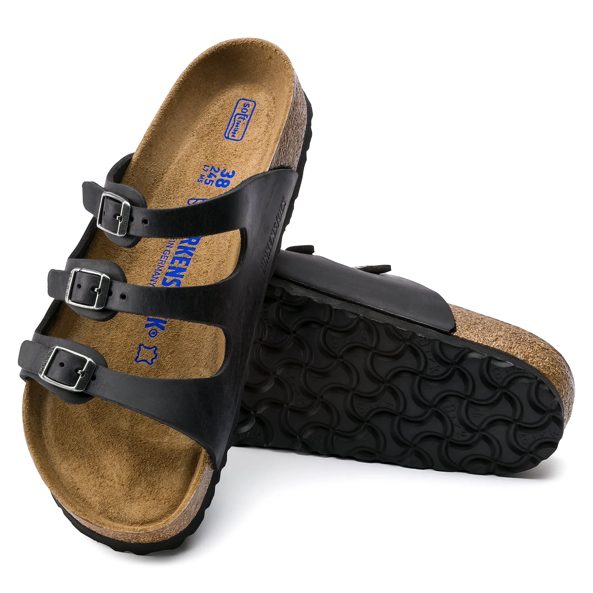 Women's Birkenstock Florida Soft Footbed Oiled Leather Color: Black