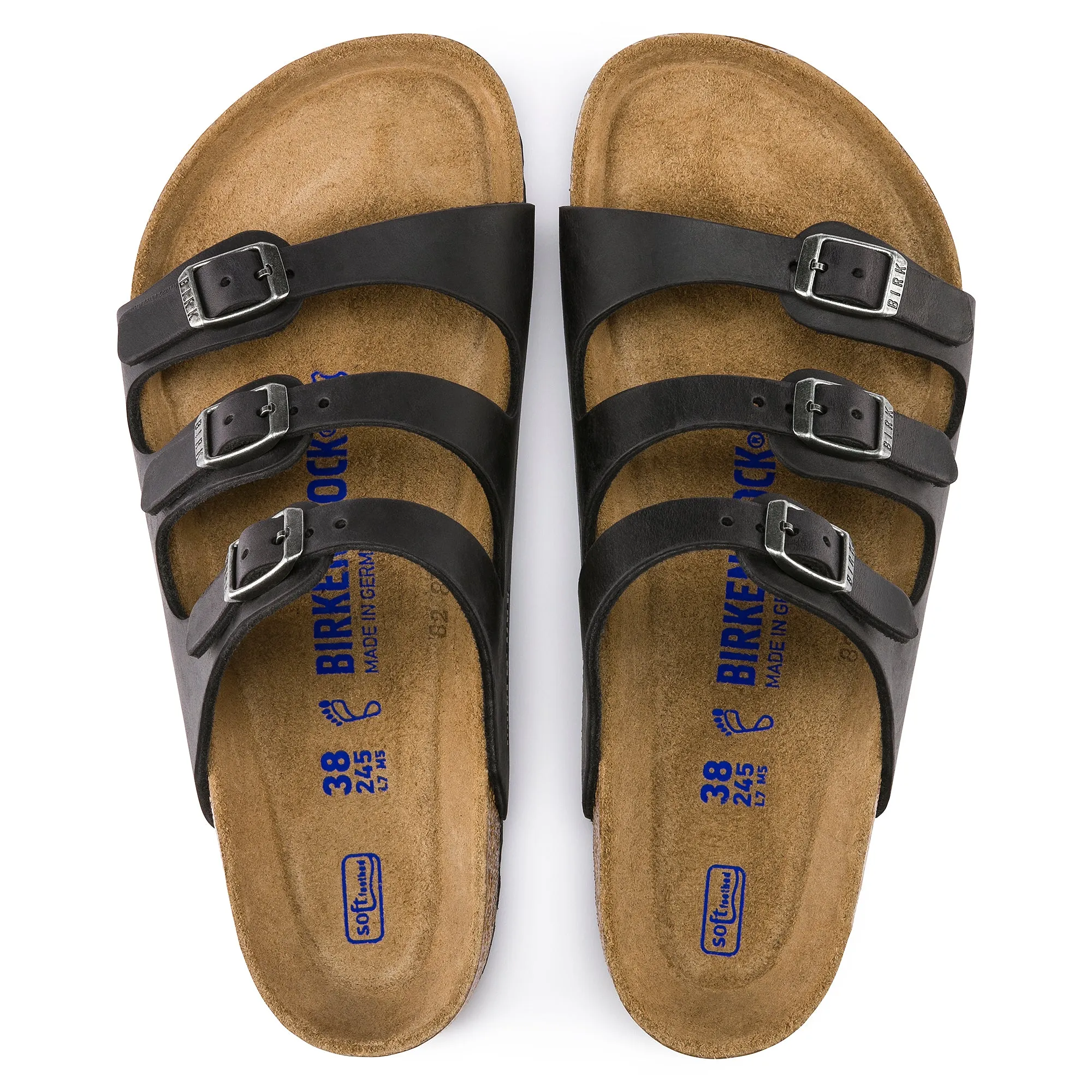 Women's Birkenstock Florida Soft Footbed Oiled Leather Color: Black