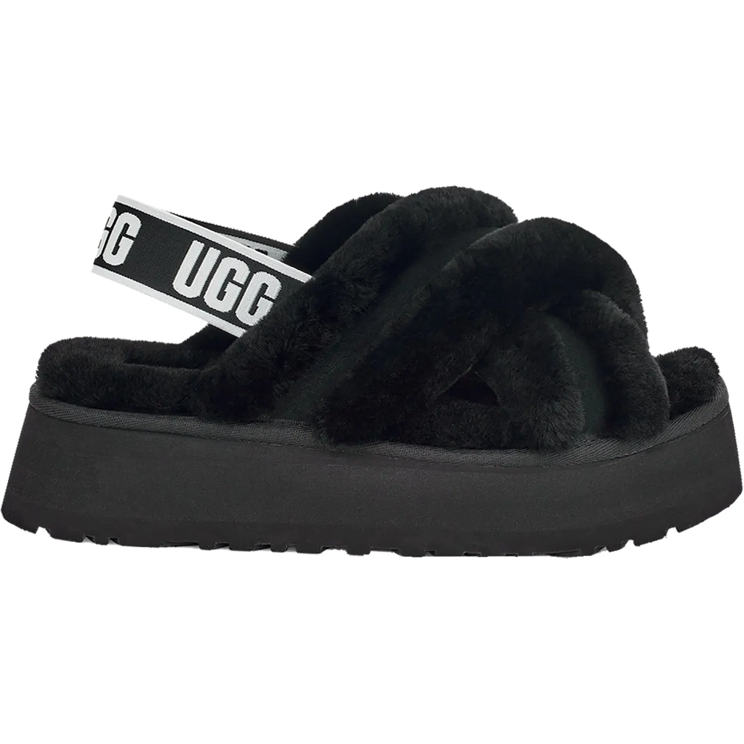 Women's UGG Disco Cross Slide Black Sheepskin