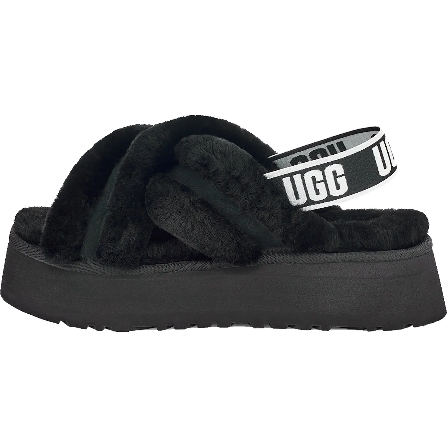 Women's UGG Disco Cross Slide Black Sheepskin