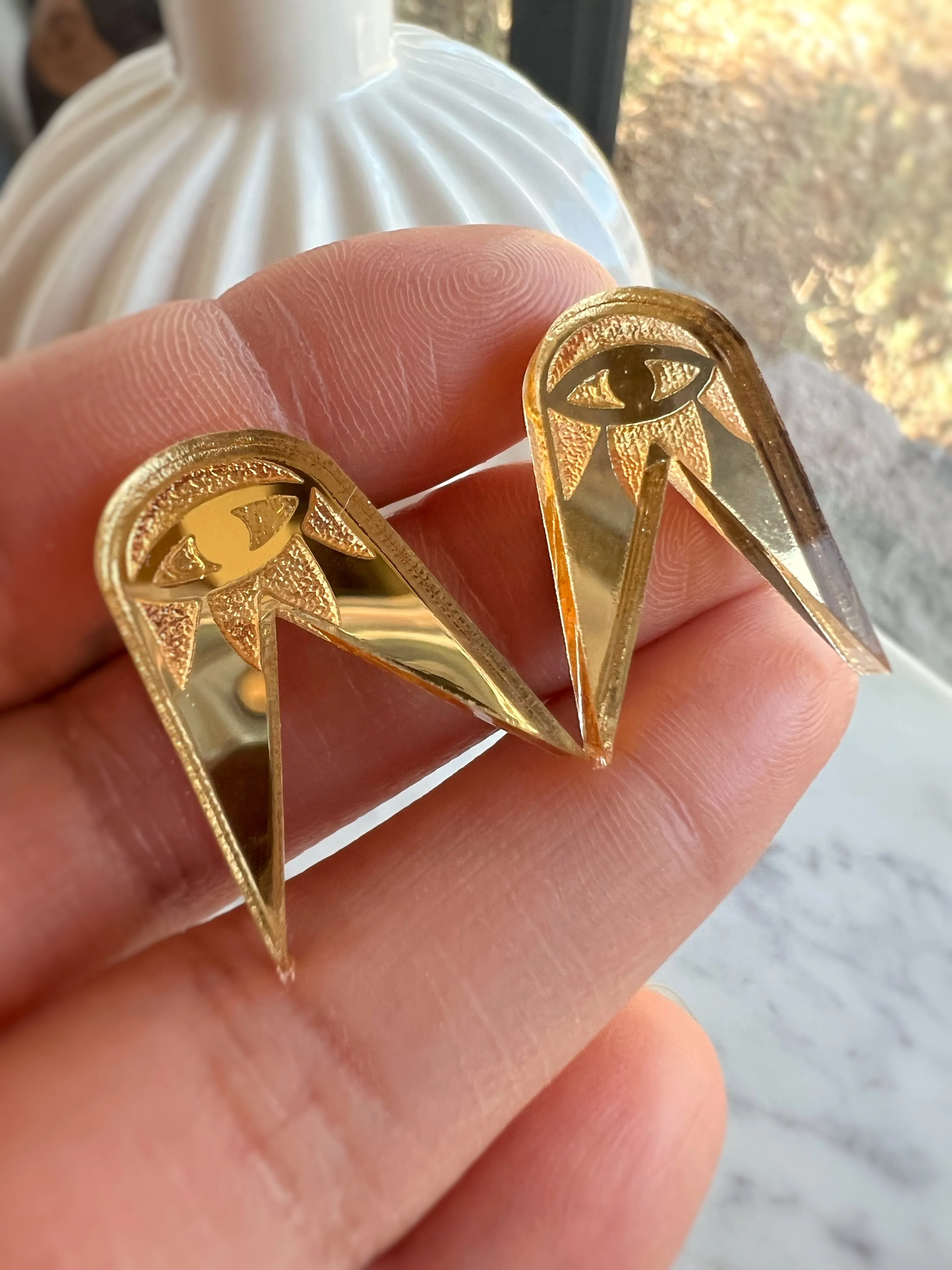 Woodpecker Studs in Gold