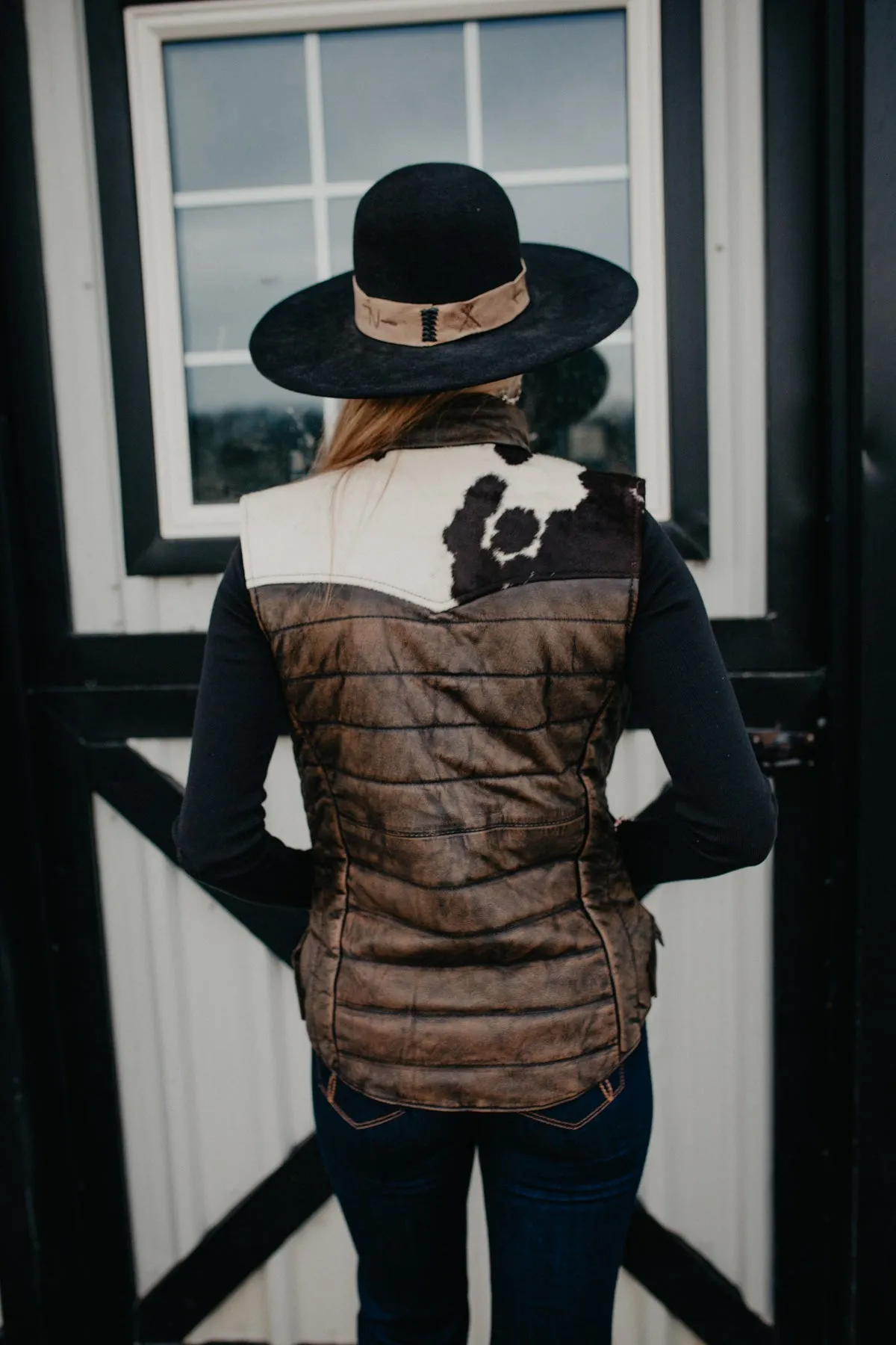 'Yasmin' Leather Puff Vest with Cowhide Yoke by STS Ranchwear (S - XXL)