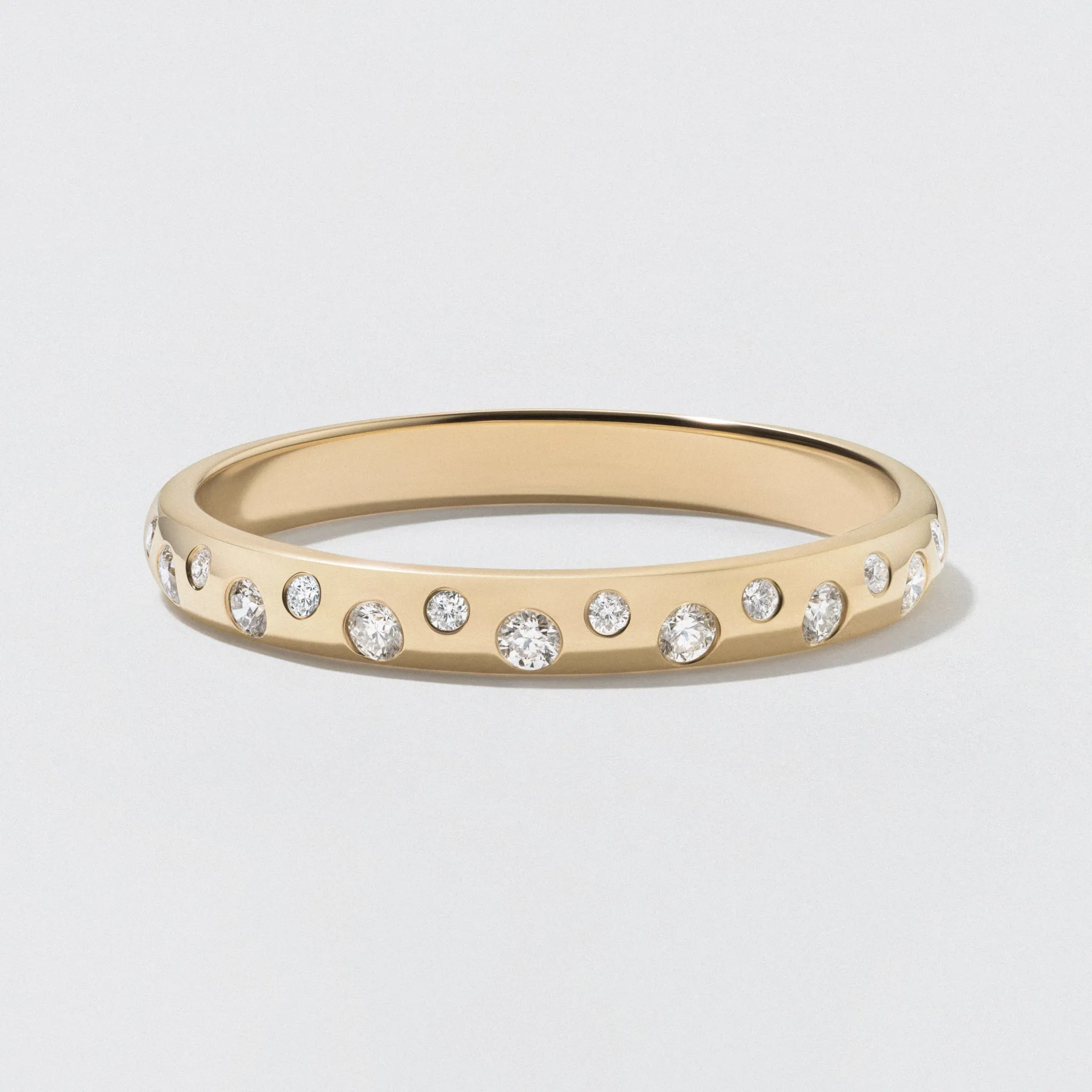 Yellow Gold Scattered Diamond Wedding Band - Polished 2.5mm