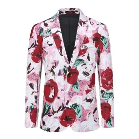 YOUTHUP Mens Floral Blazer 1 Button Slim Fit Fashion Blazer for Date Wedding Party Anniversary