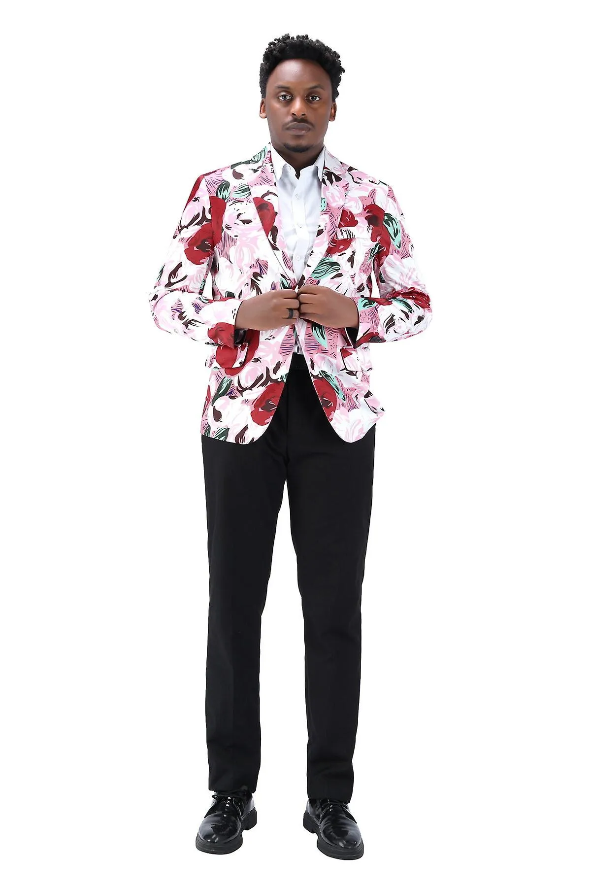 YOUTHUP Mens Floral Blazer 1 Button Slim Fit Fashion Blazer for Date Wedding Party Anniversary