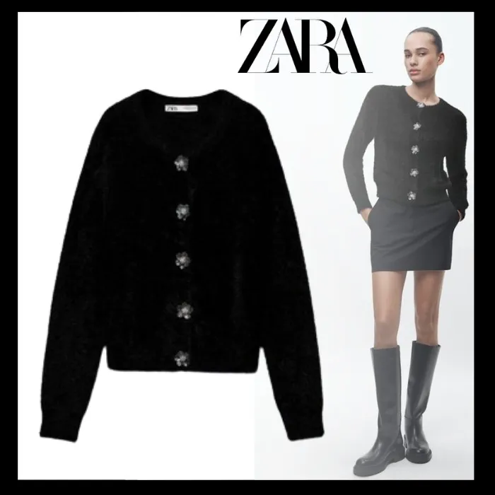 ZARA  |Casual Style Blended Fabrics Long Sleeves Plain Party Style